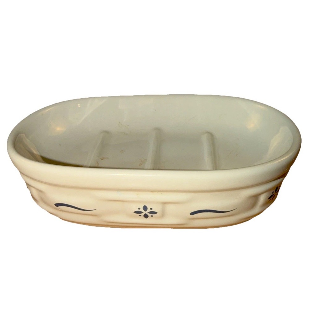 Longaberger Pottery Woven Traditions Classic Blue Soap Dish‎ USA